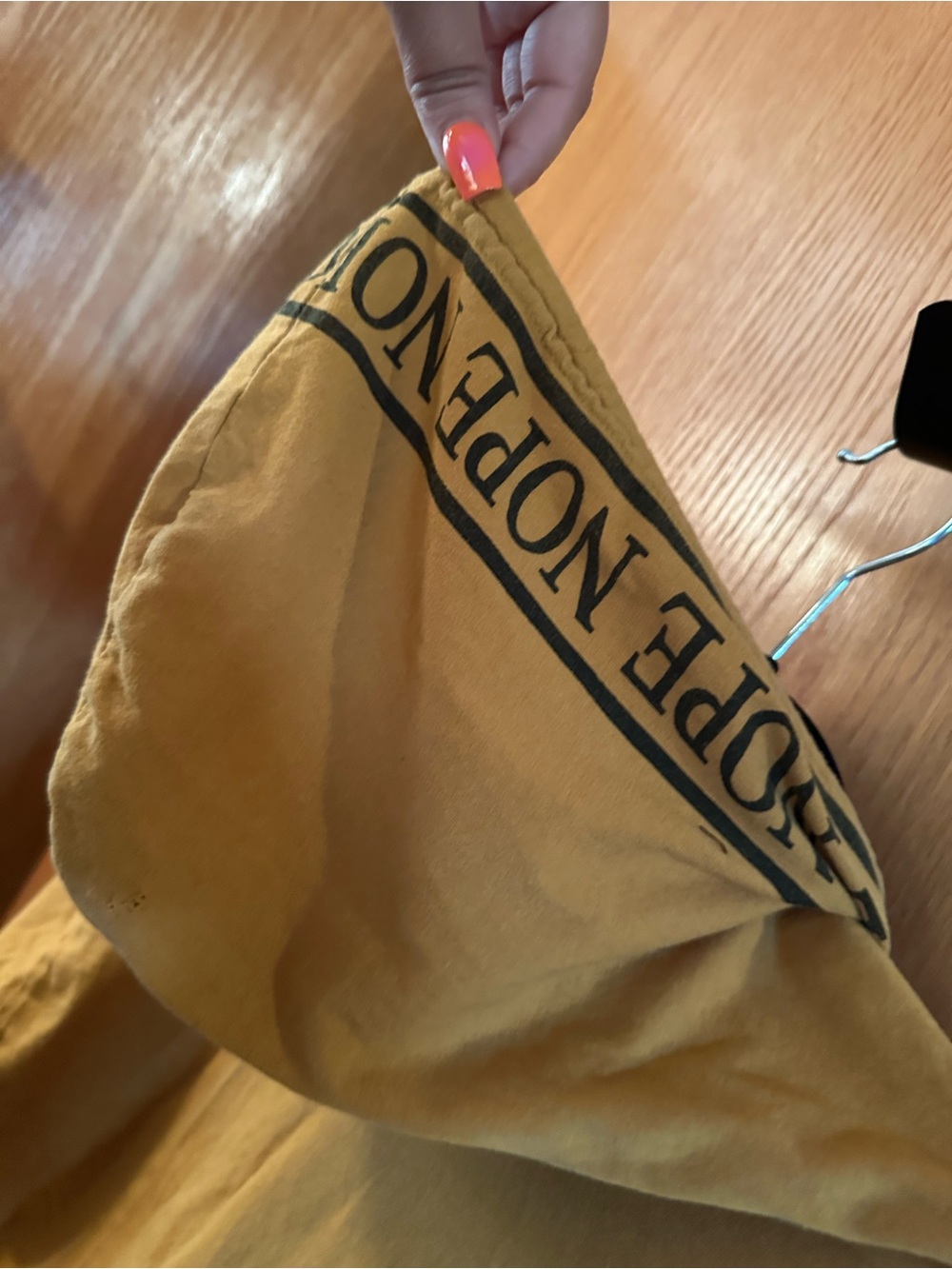 Mustard Yellow NOPE Hoodie Sweatshirt - Picture 4 of 5